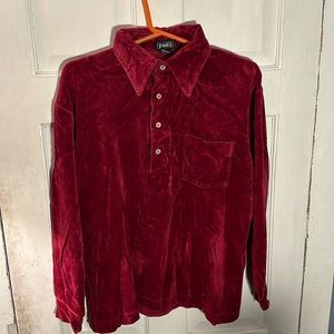 Vintage Enro velour shirt disco hipster burgundy mod 60’s/70’s